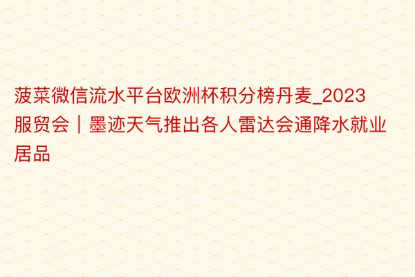 菠菜微信流水平台欧洲杯积分榜丹麦_2023服贸会｜墨迹天气推出各人雷达会通降水就业居品