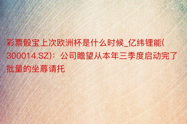 彩票骰宝上次欧洲杯是什么时候_亿纬锂能(300014.SZ):公司瞻望从本年三季度启动完了批量的坐蓐请托